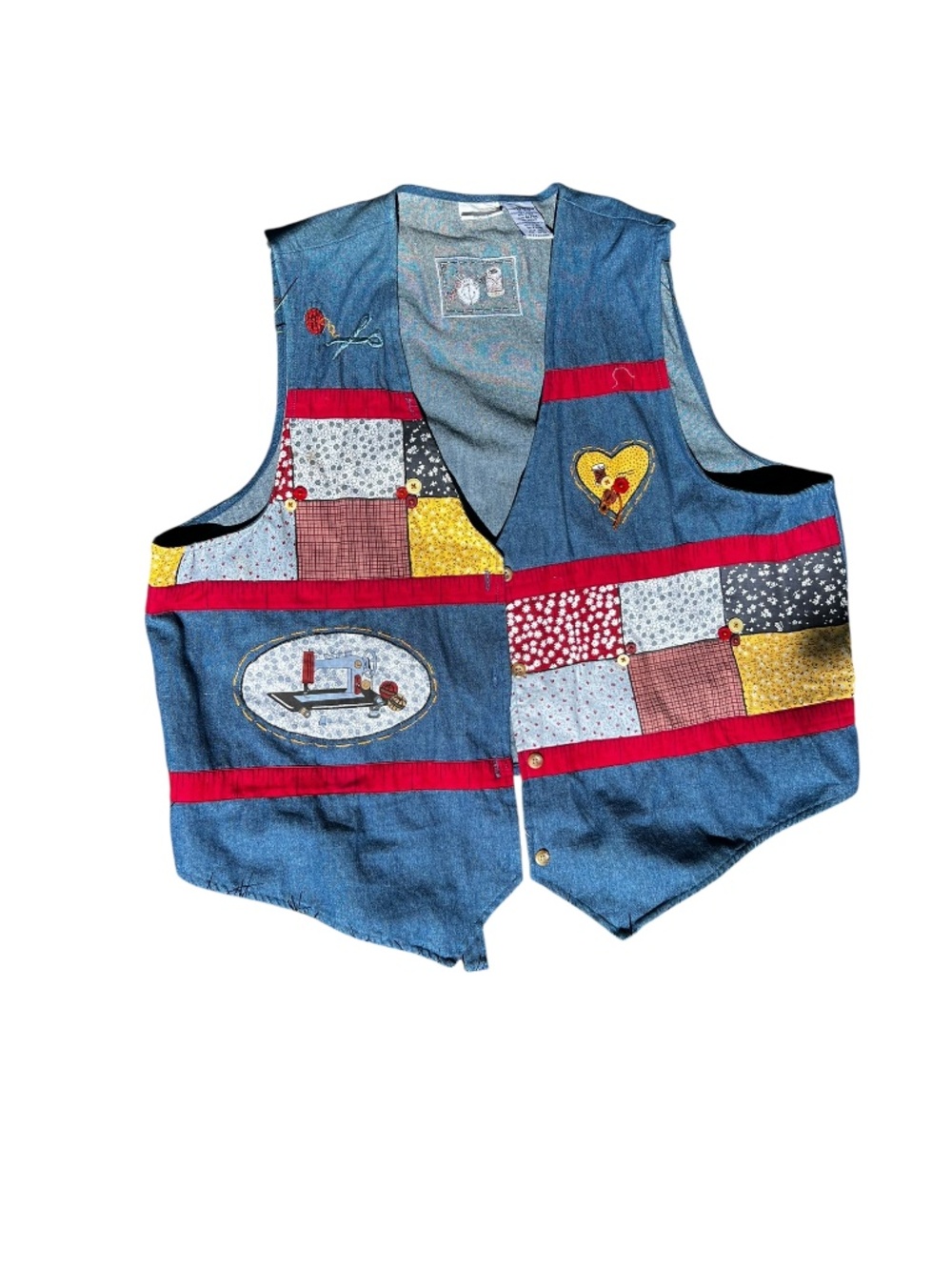Vintage Grandmacore Sewing Vest Patchwork 22w/24w Cotton